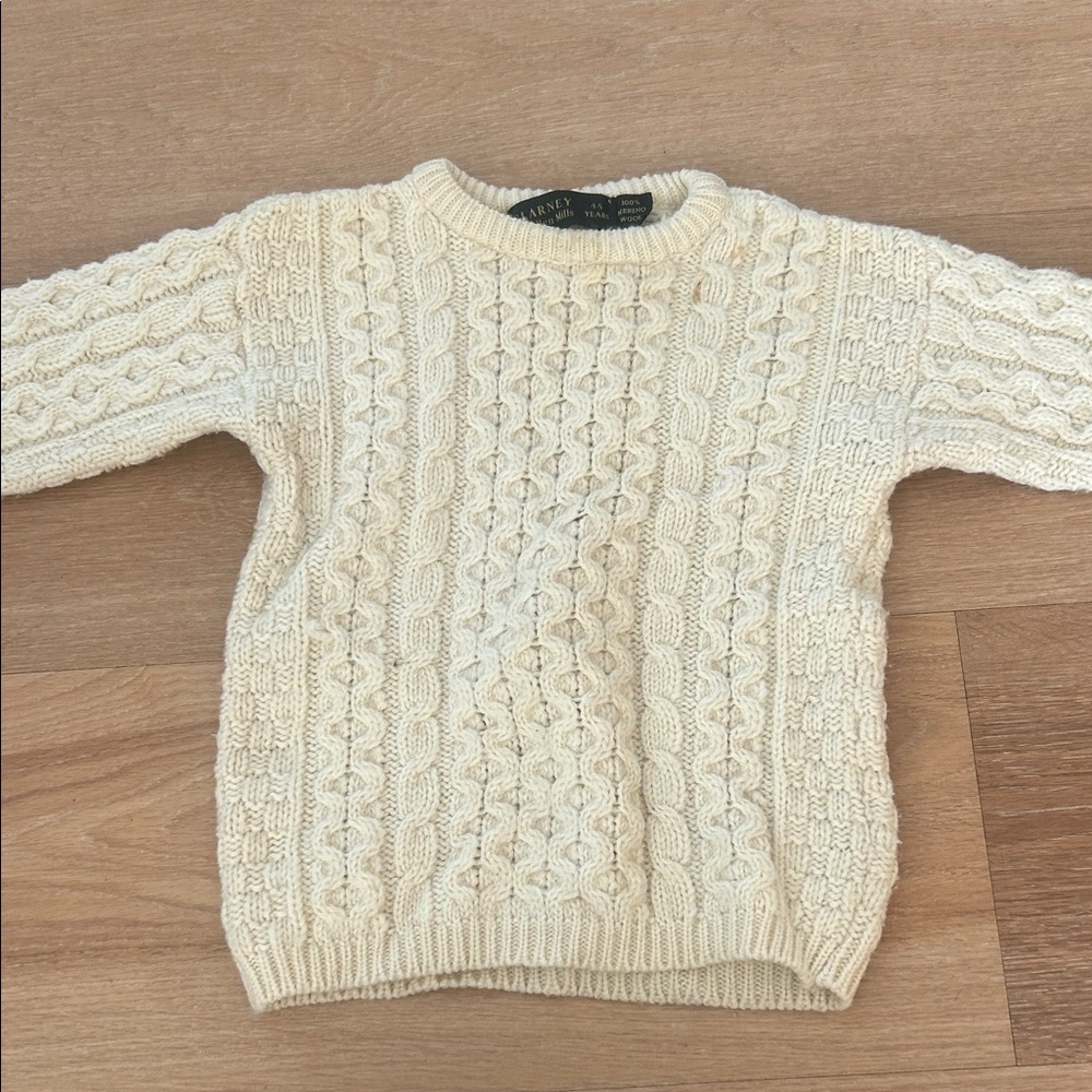 Aran Cable Crewneck Sweater in Cream - blarney woollen mills